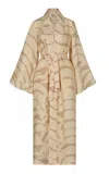 Johanna Ortiz Sail Softly Printed Linen Caftan Cape In Nude