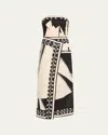 Johanna Ortiz Sailboats Pontoon Afternoon Voile Dress In Sailboats Ecru/black