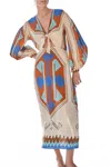 Johanna Ortiz Sailing Flags Ankle Dress Ayahuasca/ecru/blue/orange/brown In Multi