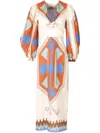 Johanna Ortiz Geometric Print Maxi Dress In Neutrals