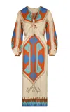Johanna Ortiz Sailing Flags Ankle Dress Ayahuasca/ecru/blue/orange/brown In Print