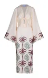 Johanna Ortiz Sailing Flags Tie-detailed Linen Midi Dress In Multi