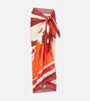 Shop Johanna Ortiz Sailing Landscapes Cotton Beach Cover-up In Red