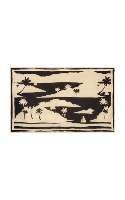 Shop Johanna Ortiz Sailing Landscapes Cotton Pareo In Black,white