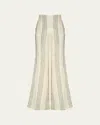 Johanna Ortiz Sailing The Ocean Stripe Wide Leg Linen Pants In Rope Stripes Ecru - Green