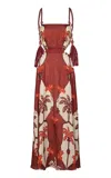 Johanna Ortiz Sailors Prayer Tasseled Linen Maxi Dress In Red