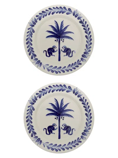 Johanna Ortiz Saimiri Dessert Plates 2-piece Set In Blue