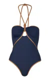 Johanna Ortiz Salt And Saddle Halter One-piece Swimsuit In Blue