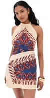 Johanna Ortiz Dreamer Cotton Halter Neck Mini Dress In Multi