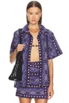Johanna Ortiz Salty Promises Patterned Cotton Shirt In Purple