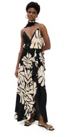 Johanna Ortiz Santa Cruz Wrap-effect Gathered Floral-print Silk Maxi Dress In Clavel Ecru/black