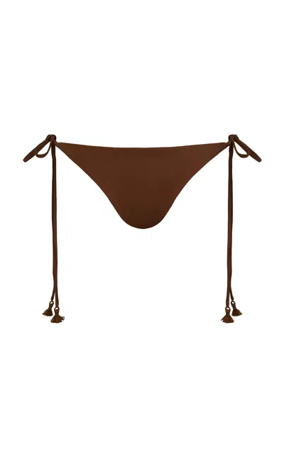 Johanna Ortiz Schooner Twist-detailed Bikini Bottom In Neutral