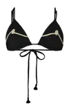 Johanna Ortiz Sea Cloud String Bikini Top In Black
