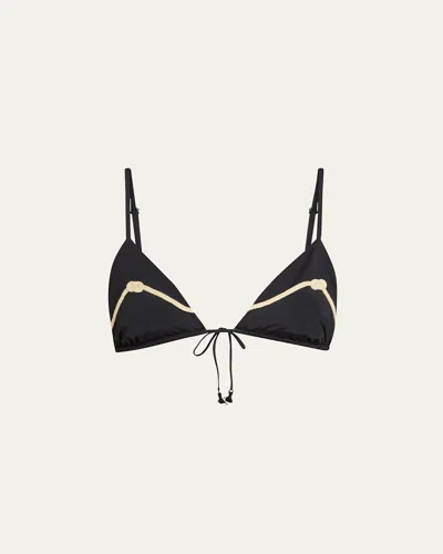 Johanna Ortiz Sea Cloud Triangle Bikini Top In Black