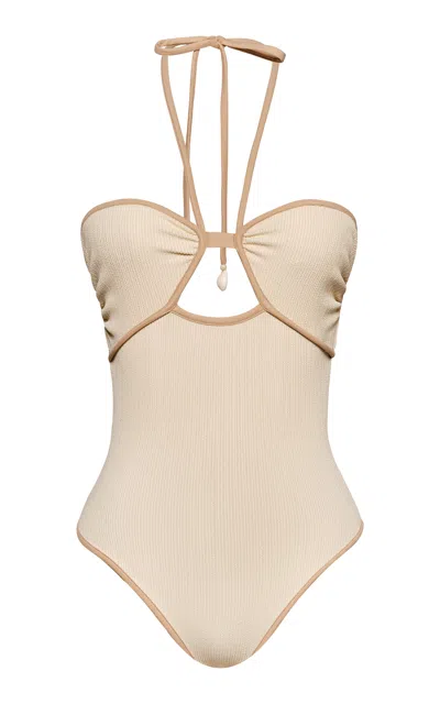 Johanna Ortiz Sea Salt Halter One-piece Swimsuit In Neutral