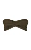 Johanna Ortiz Sea Sprite Bandeau Bikini Top In Olive