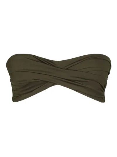 Johanna Ortiz Sea Sprite Gathered-bandeau Bikini Top In Green