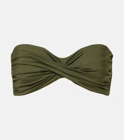 Johanna Ortiz Sea Sprite Gathered Bandeau Bikini Top In Grün
