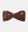 Johanna Ortiz Sea Sprite Printed Bikini Top In Brown