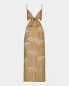 Johanna Ortiz Sea Swirl Ankle-length Dress In Swim Salty Palms-sand-ecru