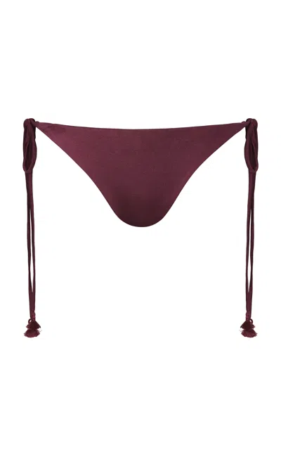 Johanna Ortiz Seafaring Style Ring-detailed Bikini Bottom In Berry