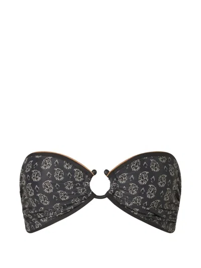 Johanna Ortiz Seawaters Paisley-print Bikini Top In Black