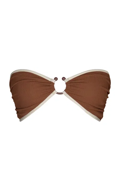 Johanna Ortiz Seawaters Ring-detailed Bandeau Bikini Top In Brown