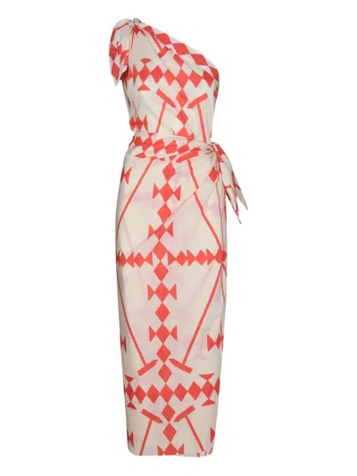 Johanna Ortiz Seaweed One-shoulder Geometric Dress In Neutral
