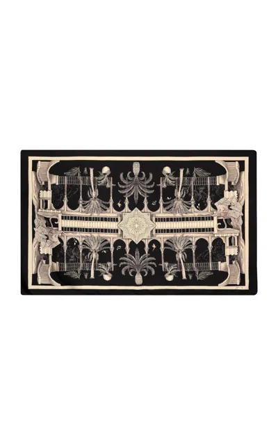 Johanna Ortiz Secretos Del Haren Silk Shawl In Black,white