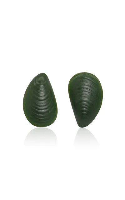 Johanna Ortiz Self Exploration Shell Earrings In Green