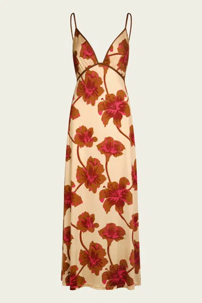 Johanna Ortiz Sendero De Astromelias Dress In Ecru Camel