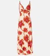 Johanna Ortiz Sendero De Astromelias Floral-print Satin Maxi Dress In Red