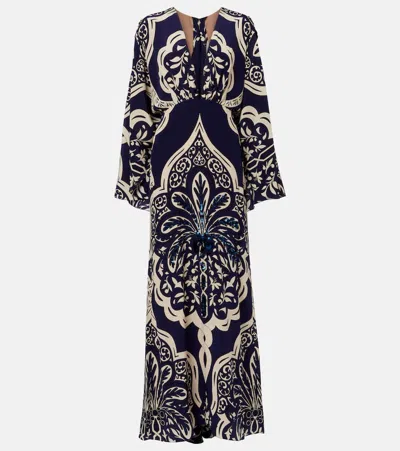 Johanna Ortiz Sequined Printed Silk Maxi Dress