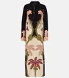 Johanna Ortiz Queen Palm Printed Silk Midi Tunic Dress In Multicoloured