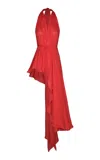 Johanna Ortiz Serenade Long Asymmetric Silk Top In Orange