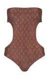 Johanna Ortiz Serene Land Cutout One-piece Bathing Suit In Brown