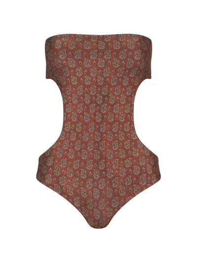 Johanna Ortiz Serene Land Paisley-print Swimsuit In Brown