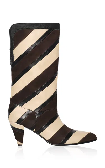 Johanna Ortiz Serpent's Stripes Leather Boots In Multi