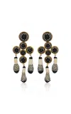 Johanna Ortiz Seville Dance Natural Palm Drop Earrings In Black,white