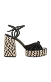 Johanna Ortiz Seville Rhythms Leather And Palm Platform Sandals In Black