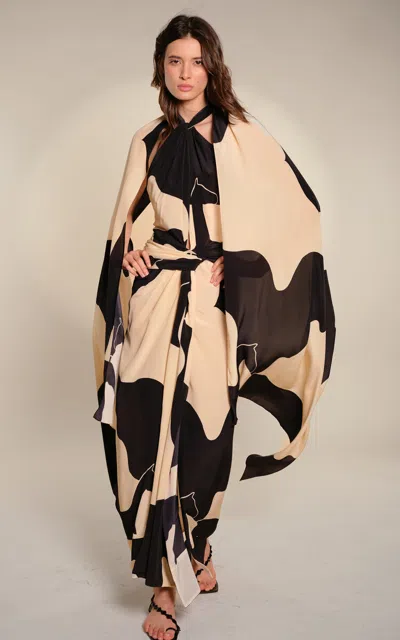 Johanna Ortiz Shadows Silk Maxi Dress In Multi