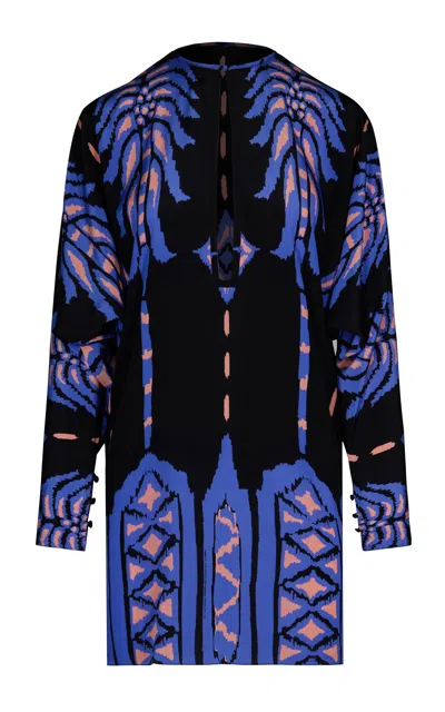 Johanna Ortiz Shenandoah Printed Silk Top In Navy