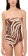 Johanna Ortiz Alta Mar Strapless One-piece Swimsuit In Brown