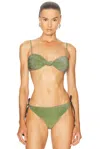 Johanna Ortiz Shimmering Heliconia Bikini Top In Green