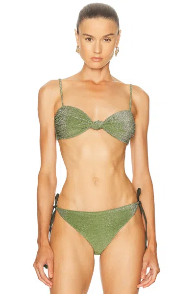 Johanna Ortiz Shimmering Heliconia Bikini Top In Green