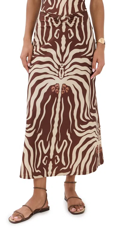 JOHANNA ORTIZ SHIMMERING MOCCA KEEL MIDI SKIRT DARK MOCCA/ECRU