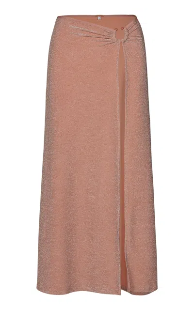 Johanna Ortiz Shimmering Peach Nuevo Destino Midi Skirt