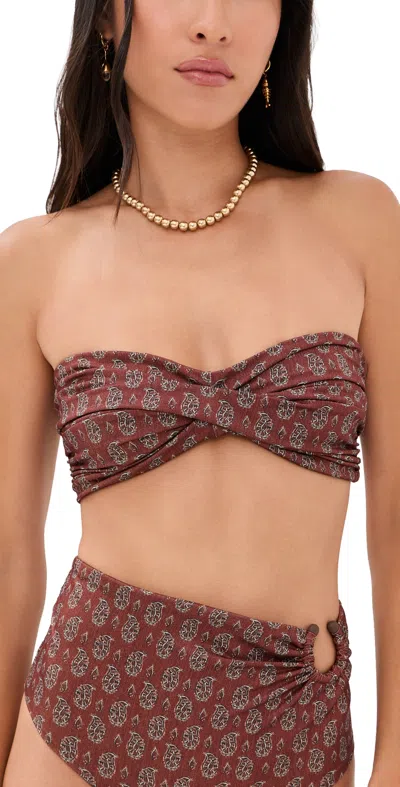 Johanna Ortiz Shimmering Sea Sprite Bikini Top Light Ochre In Brown