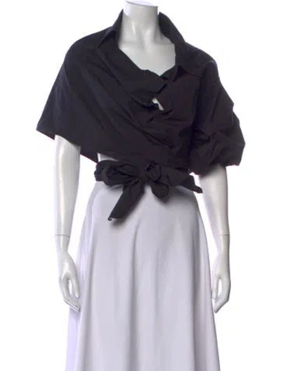 Pre-owned Johanna Ortiz Short Sleeve Blouse In Black