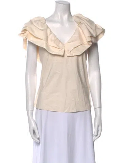 Pre-owned Johanna Ortiz Short Sleeve Blouse In Neutral
